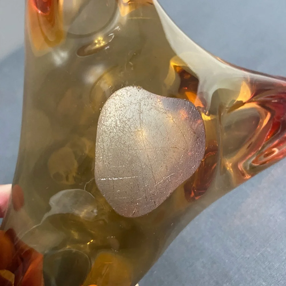 VTG Mid Century Murano Style Trinket Dish Or Ashtray Golden Amber Yellow Retro - Picture 10 of 17